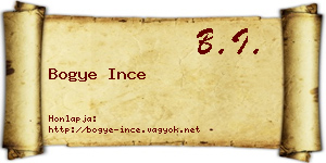Bogye Ince névjegykártya